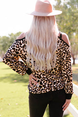 Criss Cross Cold Shoulder Leopard Top