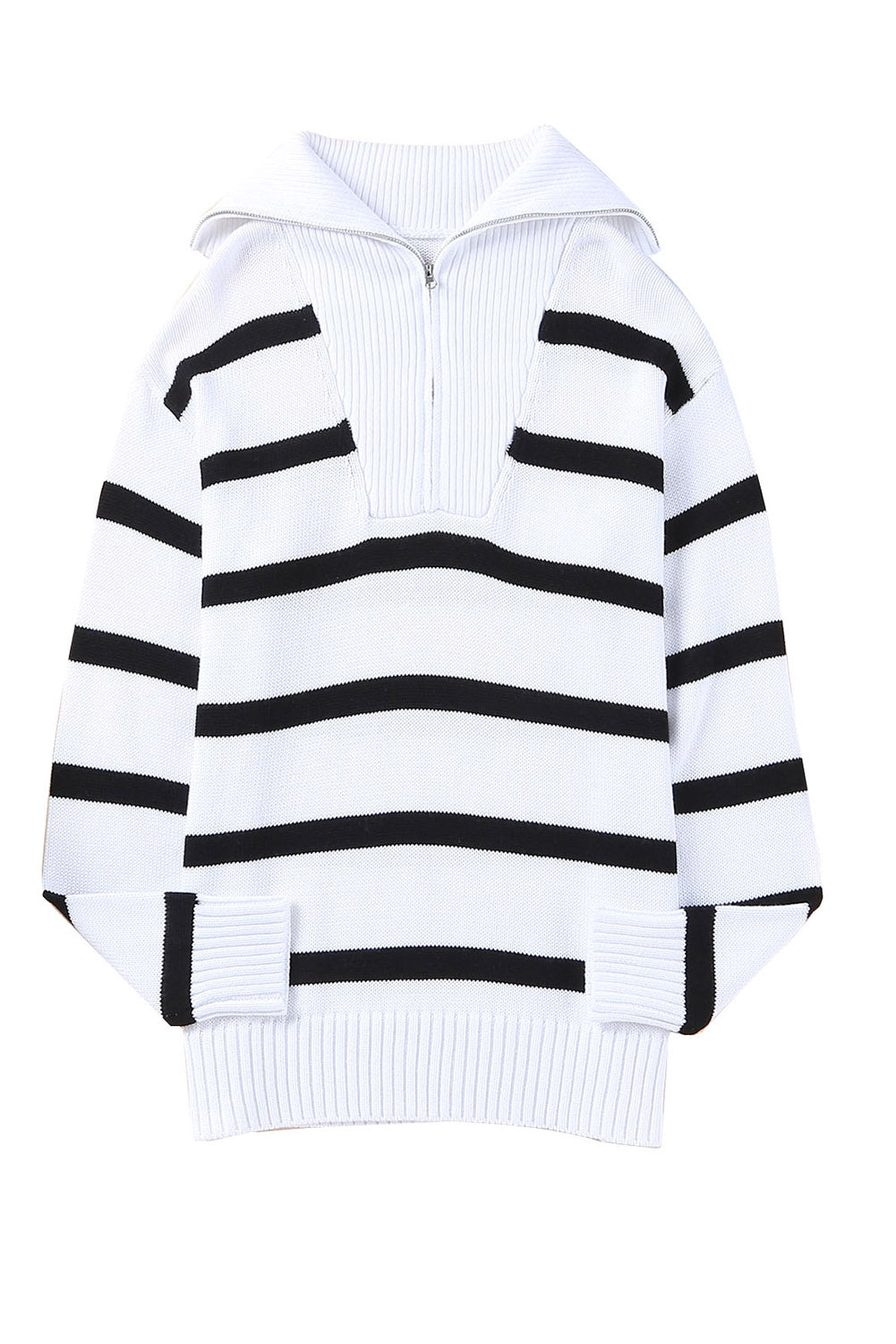 White Sailor Collar Striped Knit Pullover Sweater