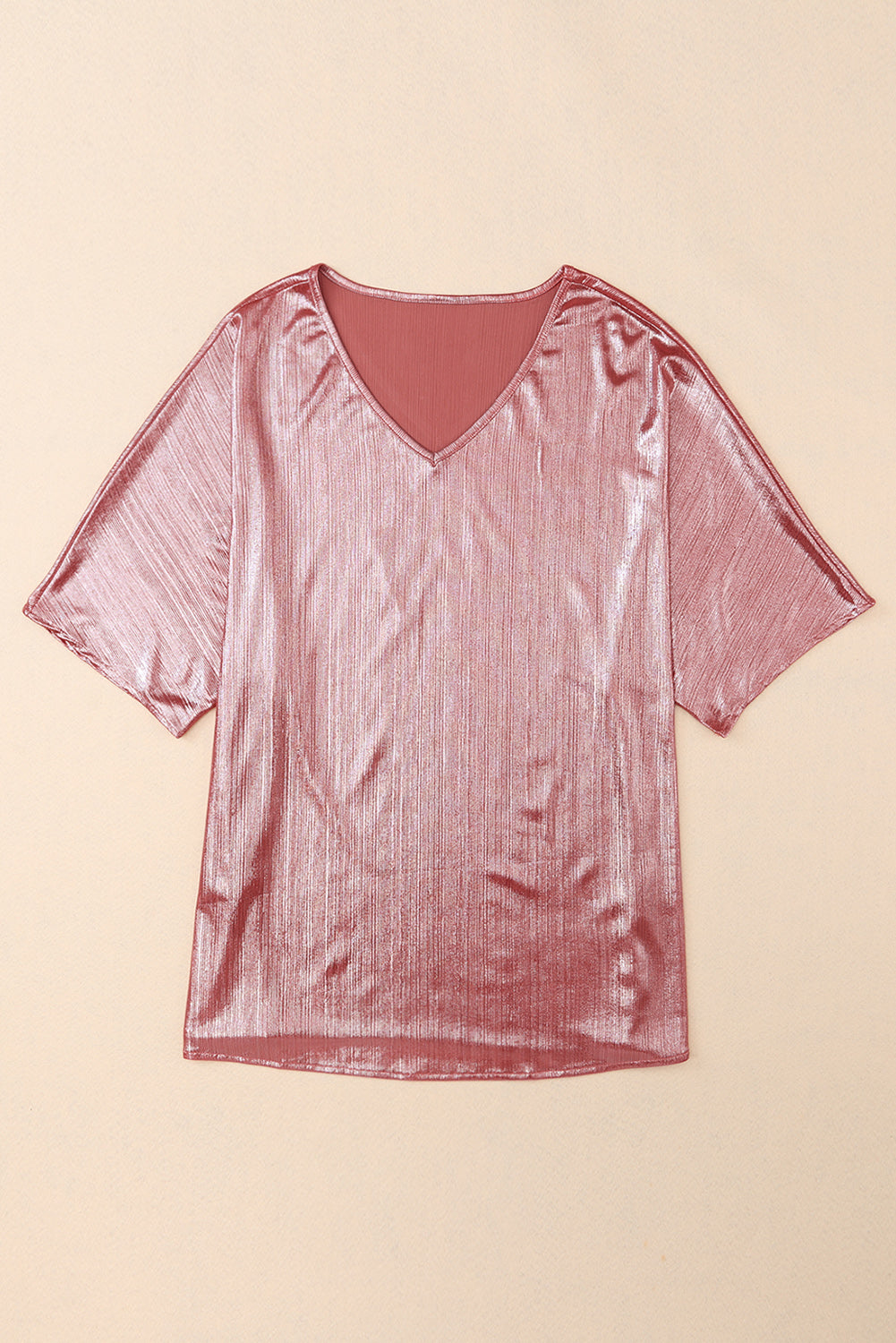 Pink Copper Textured Oversize Foil T-Shirt