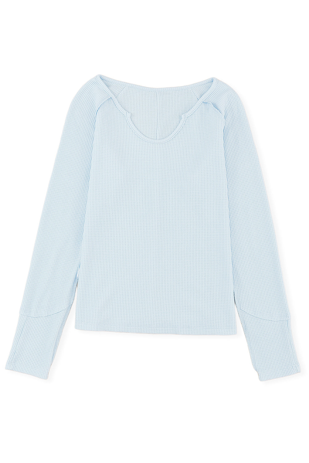 Sky Blue Mineral Wash Long Sleeve V-Neck Top