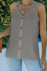 Gray Spaghetti Strap Buttoned Tank Top