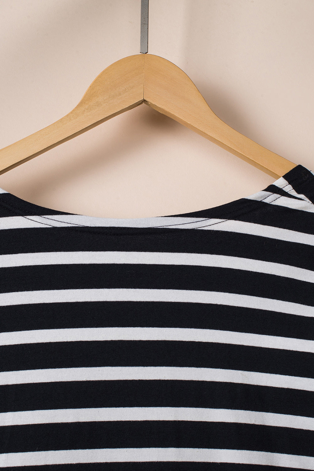 Black White Striped Pocketed Long Cardigan