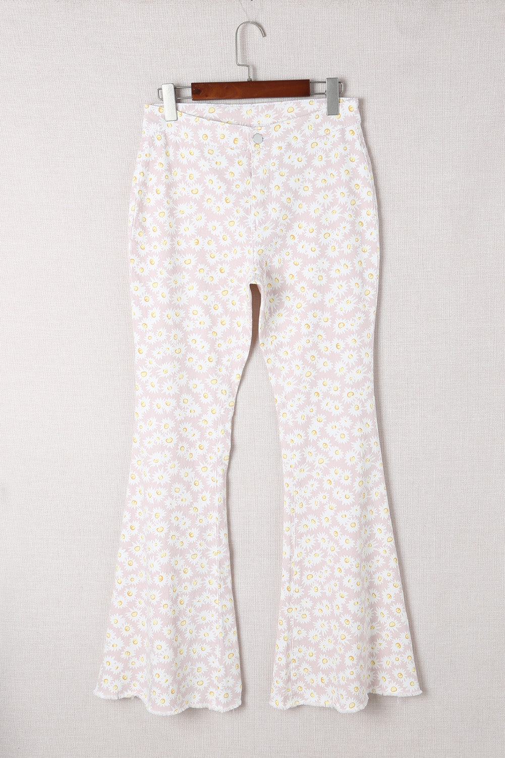 Pink Daisy Bell Bottom Flare Pants