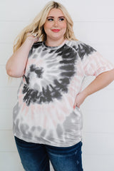 Gray Tie-dye Raglan Sleeve Plus Size T-shirt