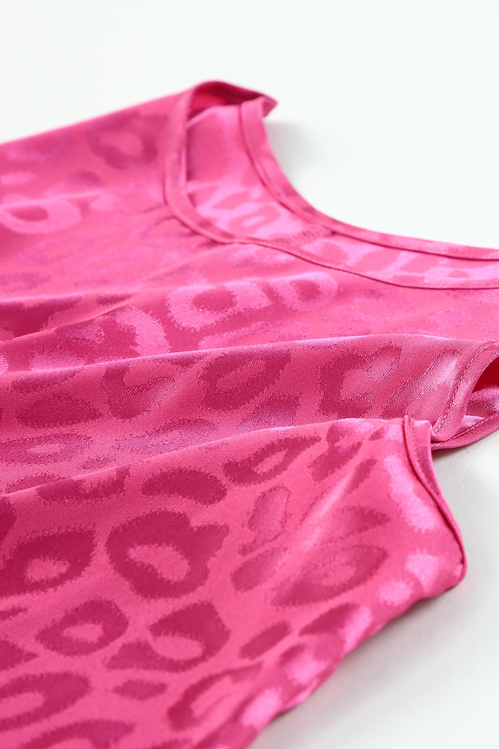 Pink Satin Leopard Tank Top