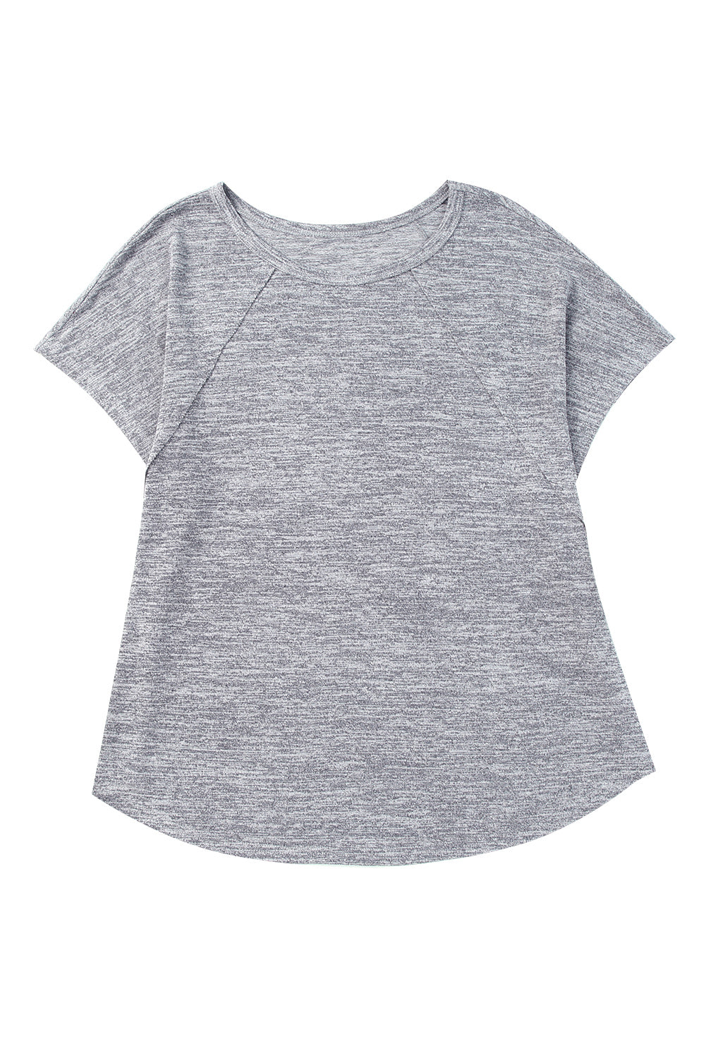 Gray Loose Slouchy Knitted Raglan Sleeves T-shirt