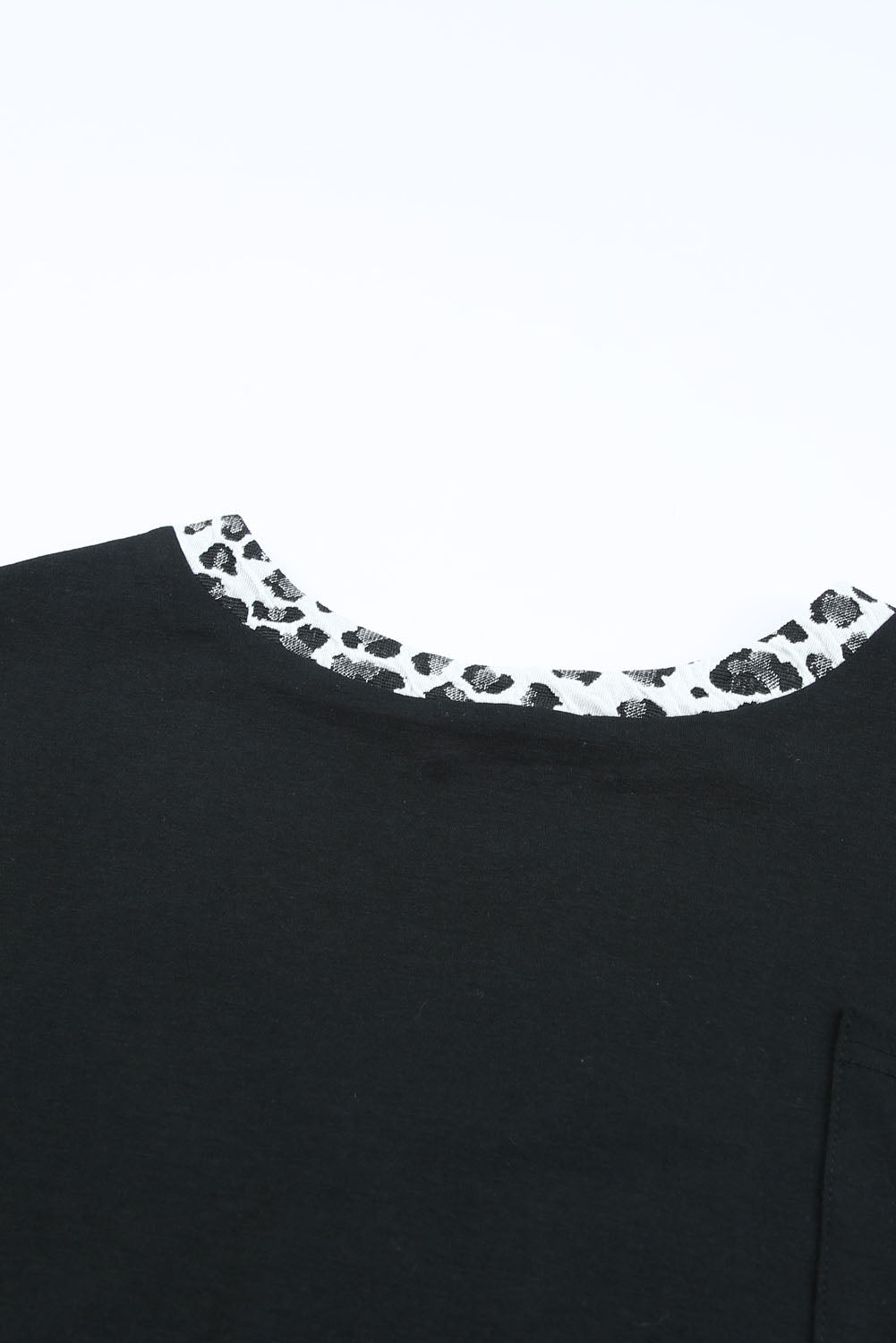 Black Leopard Print Balloon Sleeve Crew Neck Top