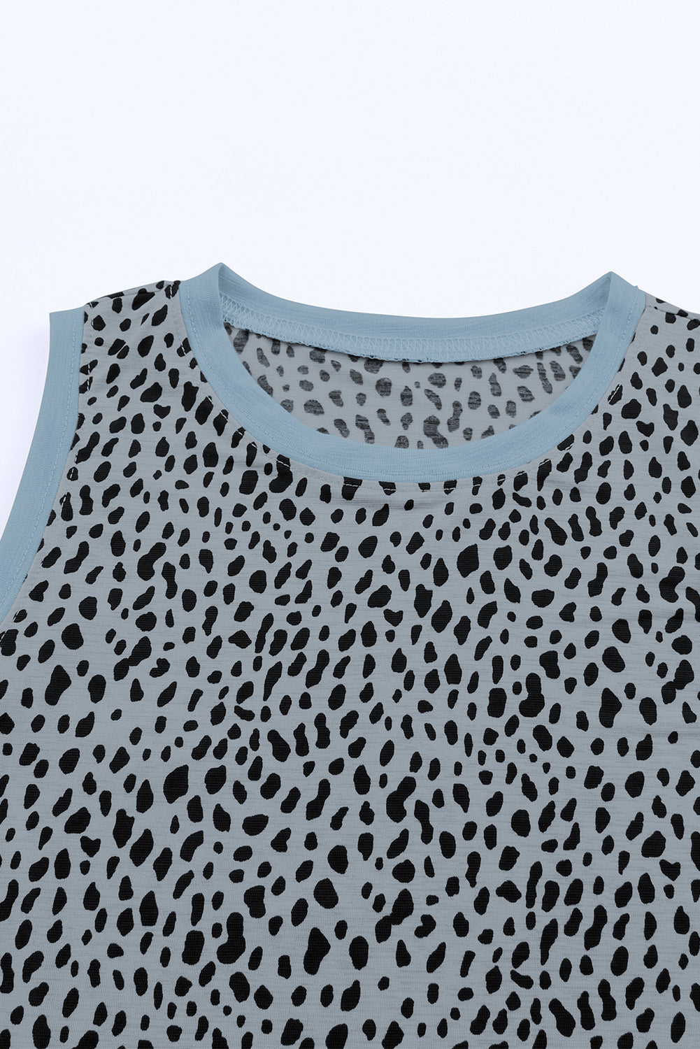 Pink Leopard Print Round Neck Tank Top