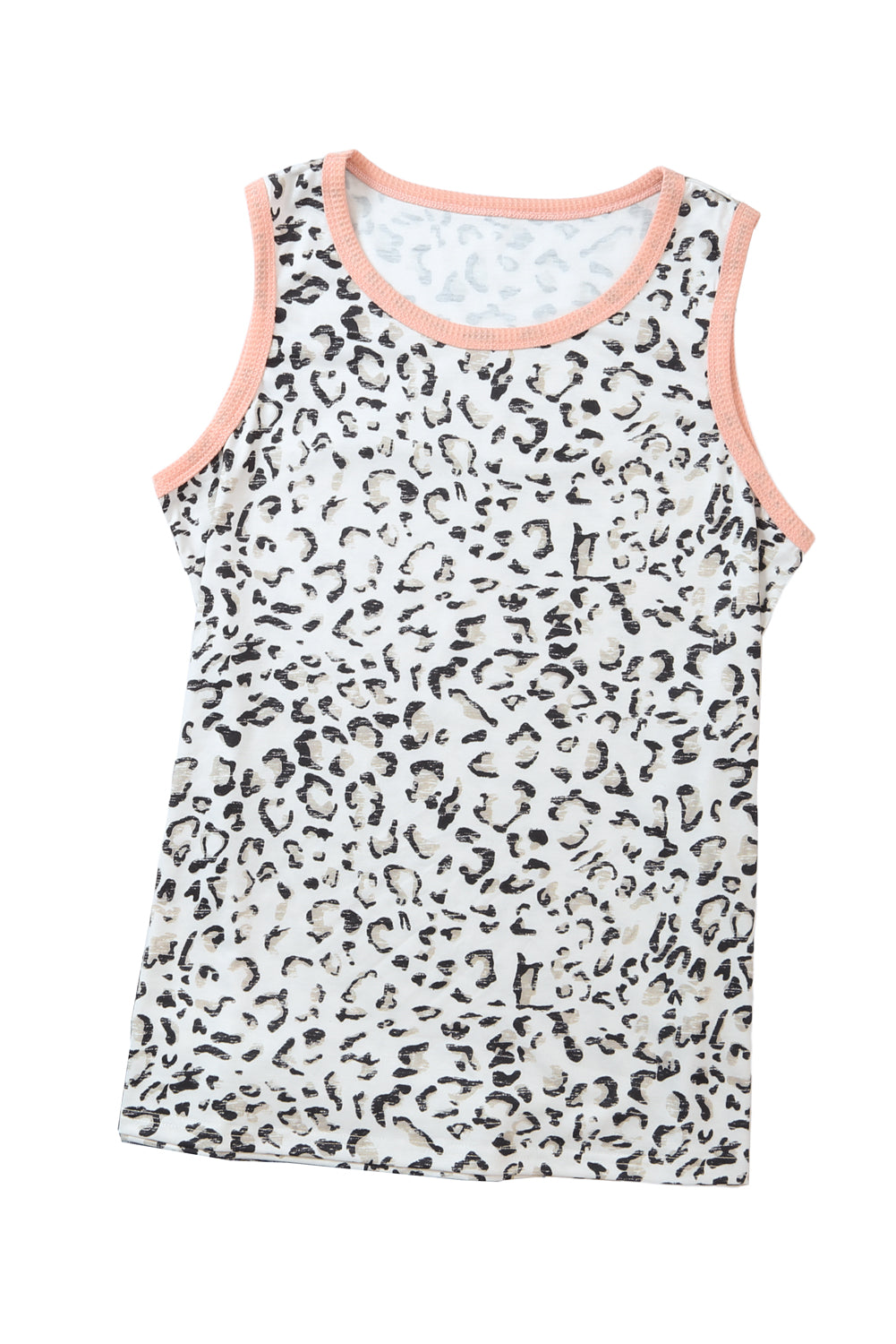 Leopard Fuzzy Print Contrast Trim Tank Top