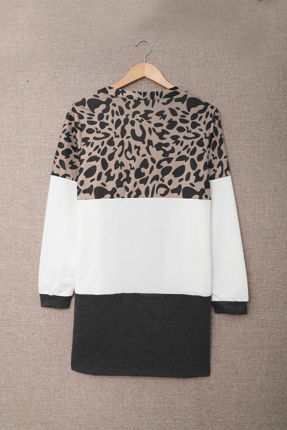 Leopard Block Cardigan with Pockets