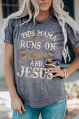 Gray Coffee And Jesus Graphic T-Shirt