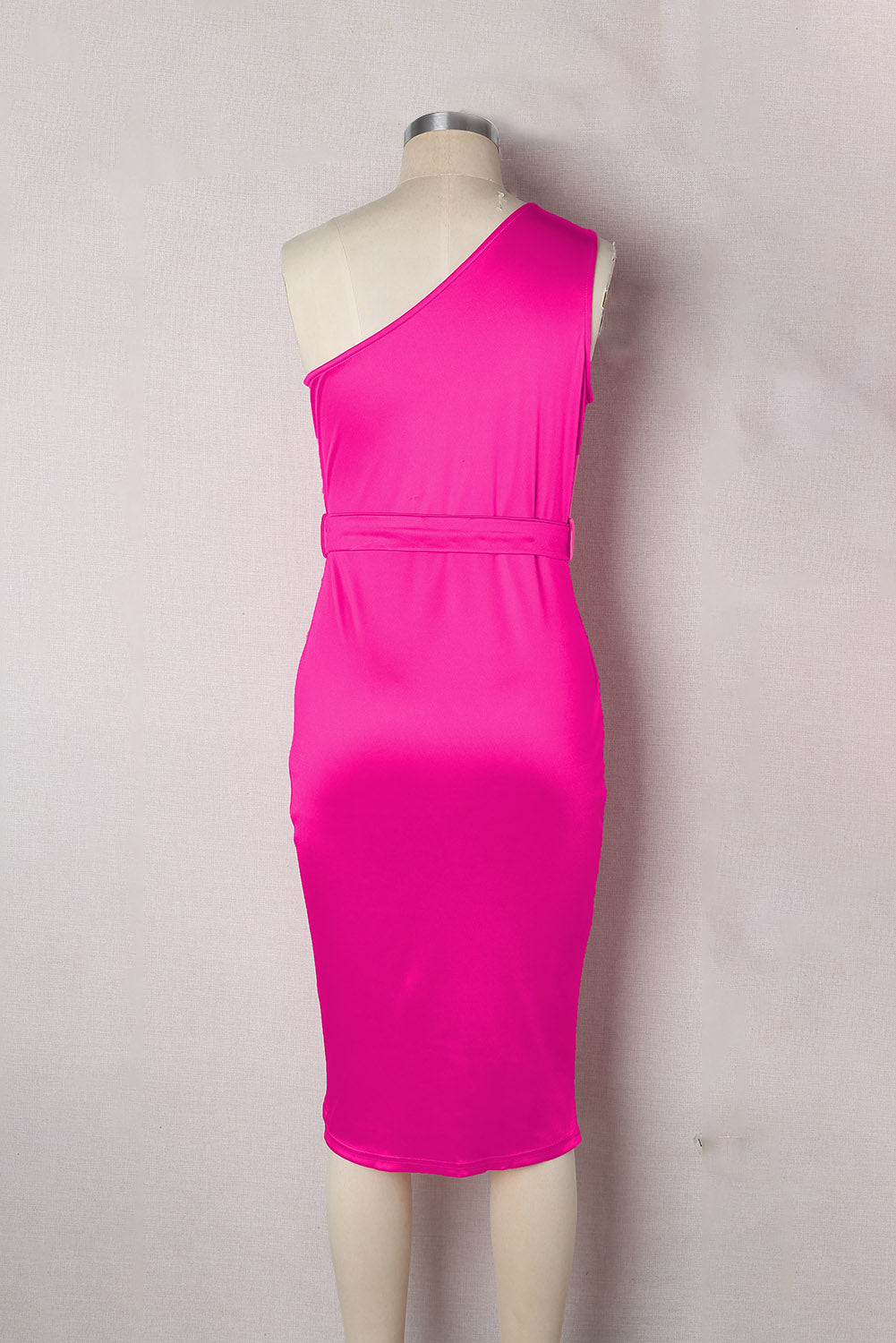 Rose Tie Waist One Shoulder Tulip Wrap Dress