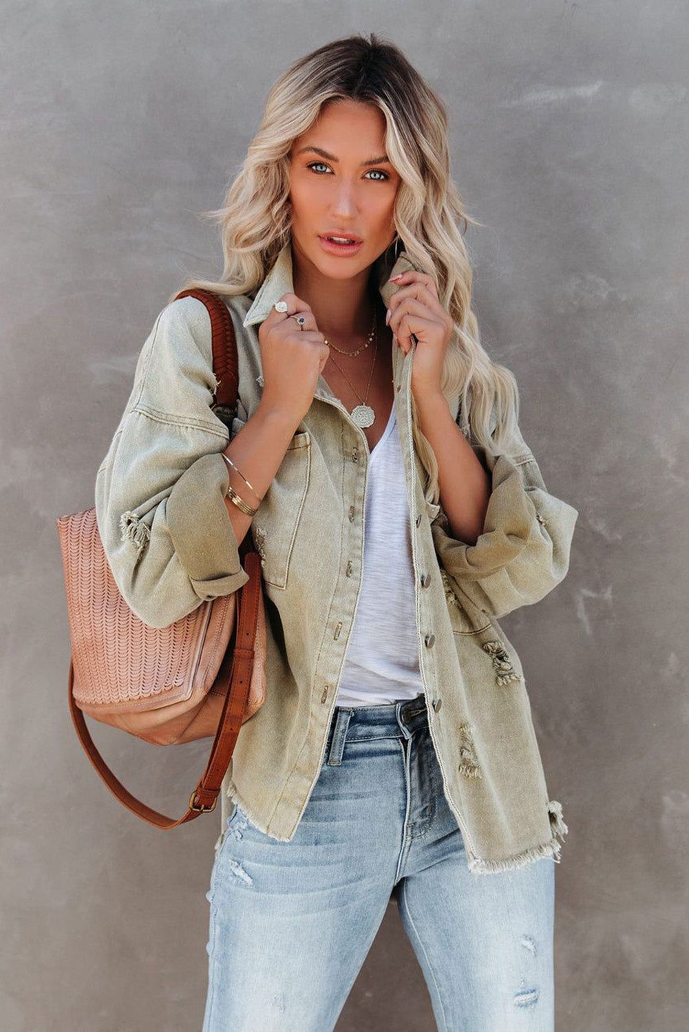 Yellow Distressed Fringe Trim Denim Jacket