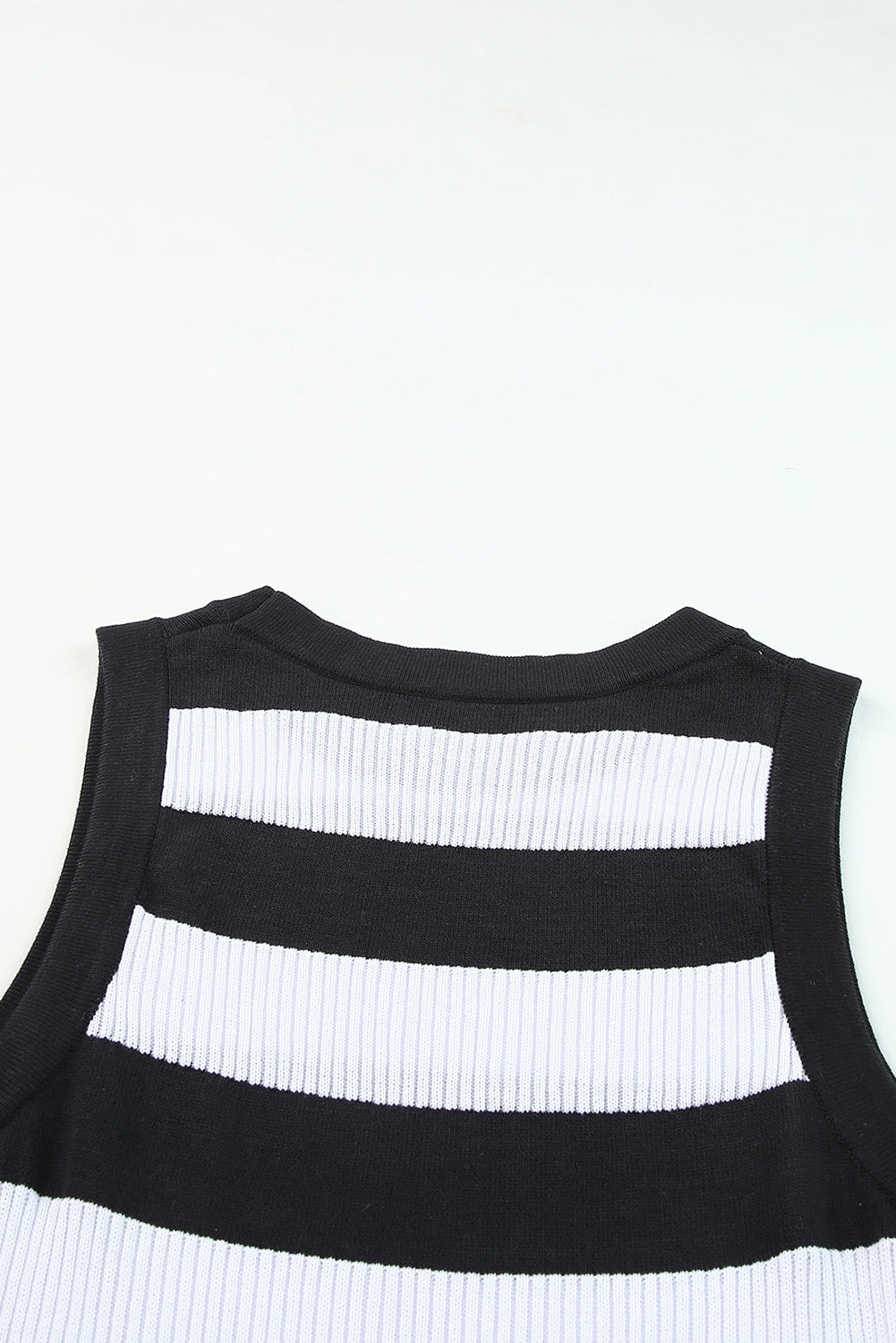 White Striped Print Knitted Tank Top