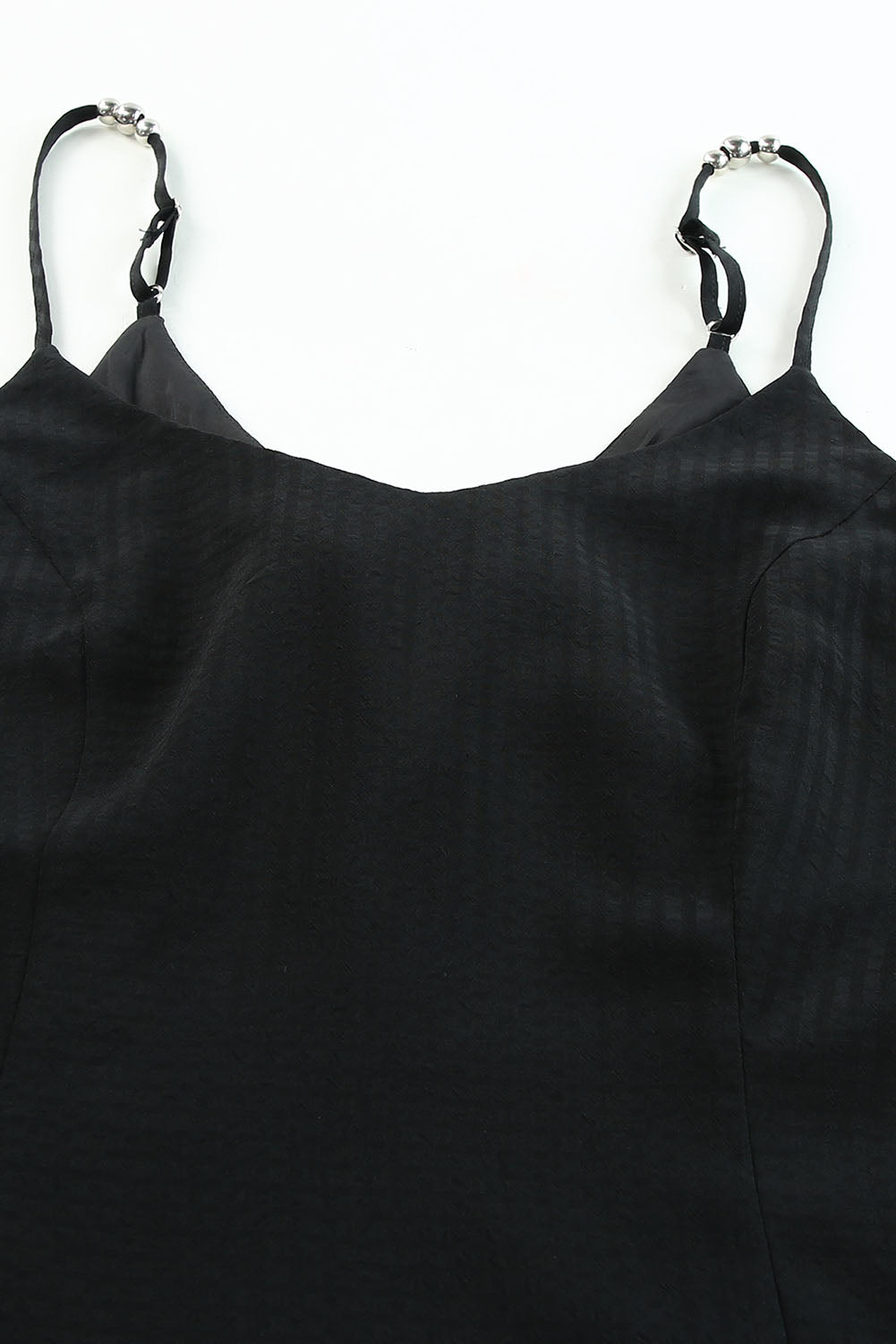 Black Spaghetti Straps Lace up Back Maxi Dress