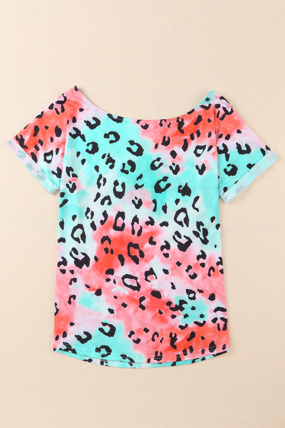 Leopard Tie-dye V Neck Tee