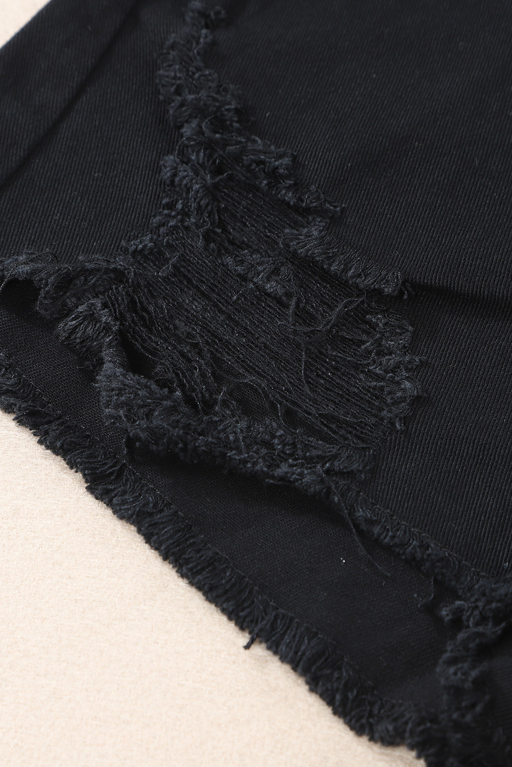 Black Asymmetrical Ripped Denim Shorts