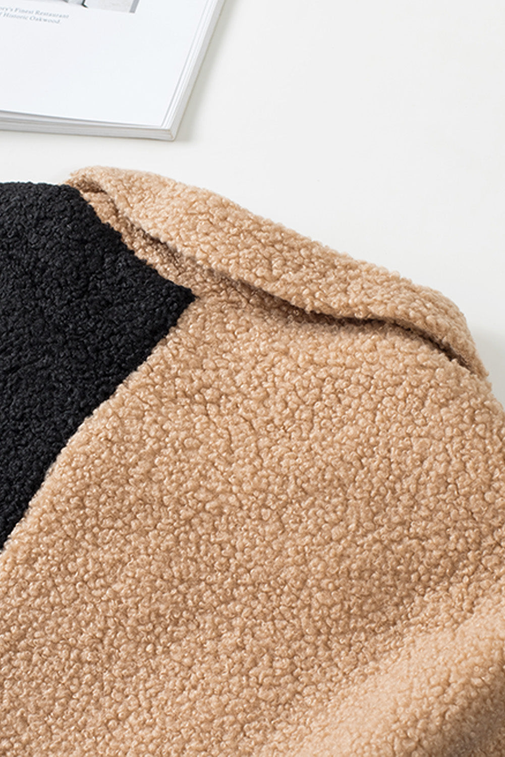 Black Colorblock Checkered Sherpa Jacket