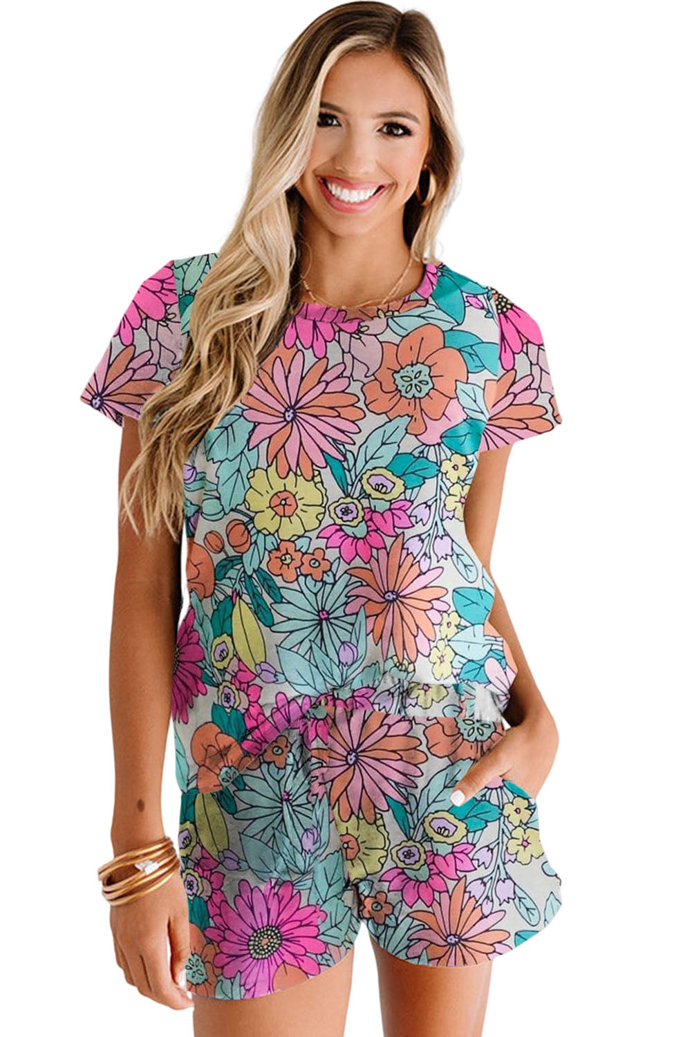 Multicolor Floral Print Sleeveless Tank Top