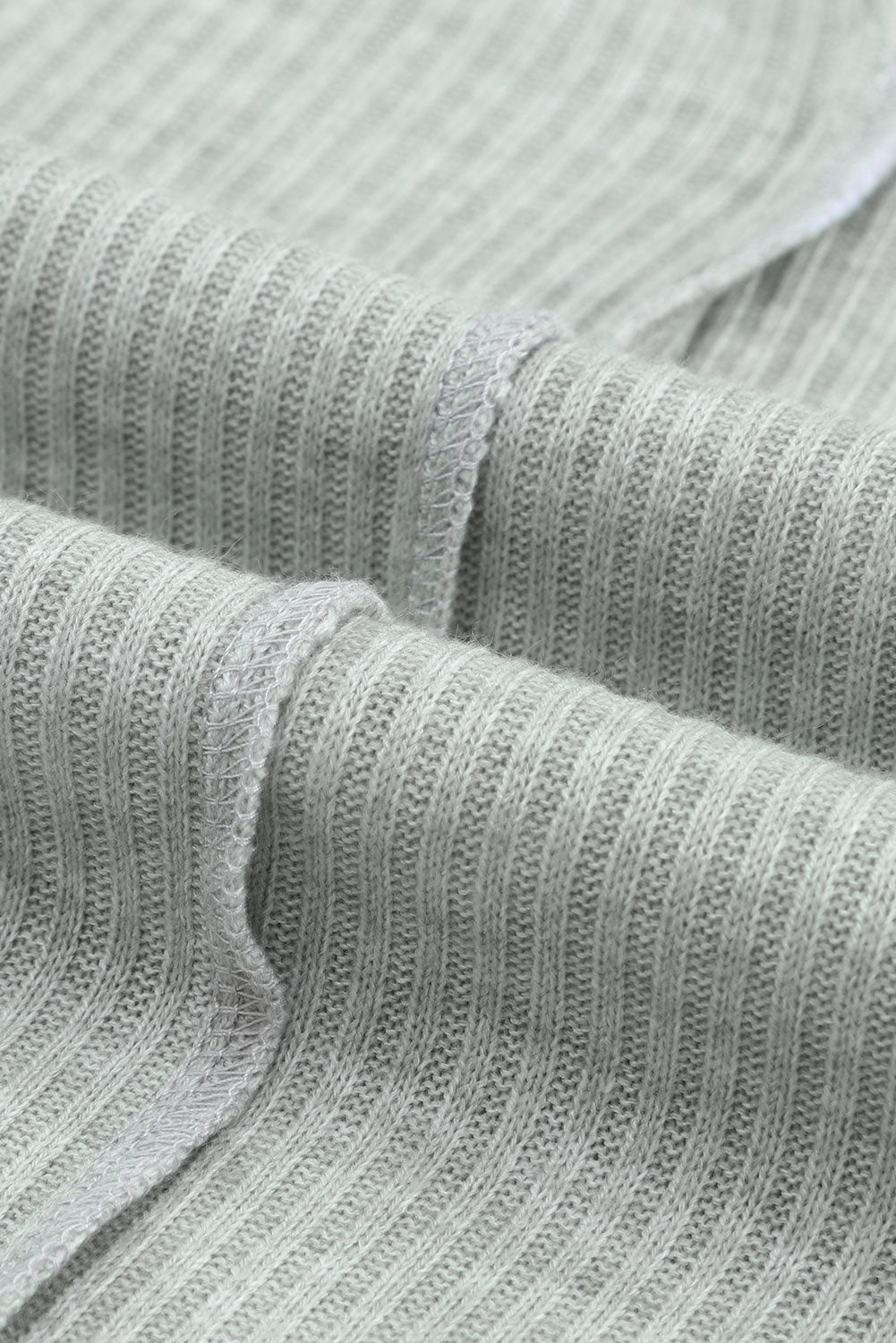 Gray Long Sleeve Textured Knit Patchwork Hoodie