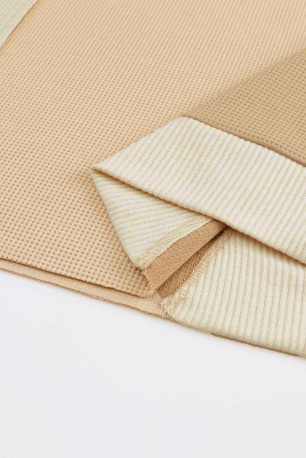Khaki Irregular Colorblock Patchwork Pullover Sweatshirt