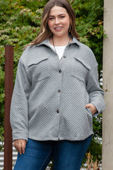 Gray Plus Size Quilted Pattern Shacket