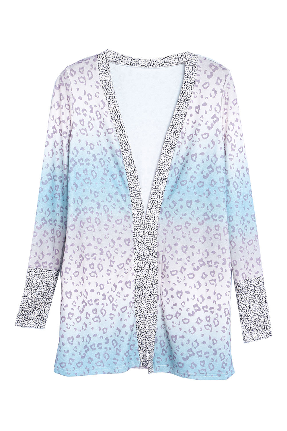 Multicolor Gradient Leopard Open Front Cardigan