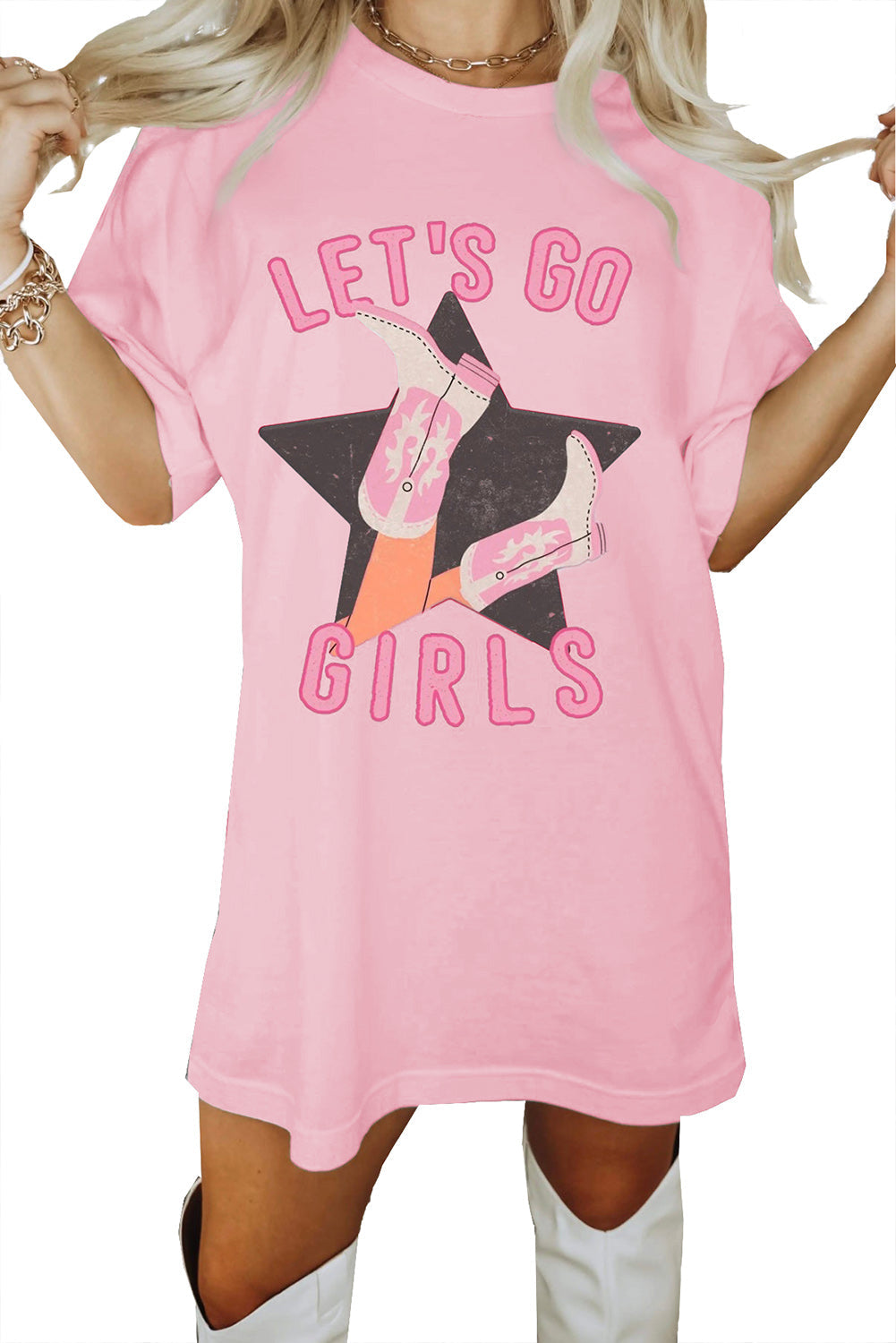 Gray Lets Go Girls Western Graphic Tee