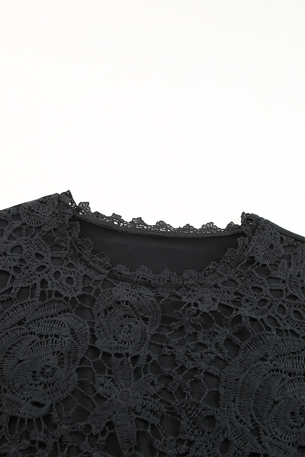 Black Lace Overlay Short Sleeve Top