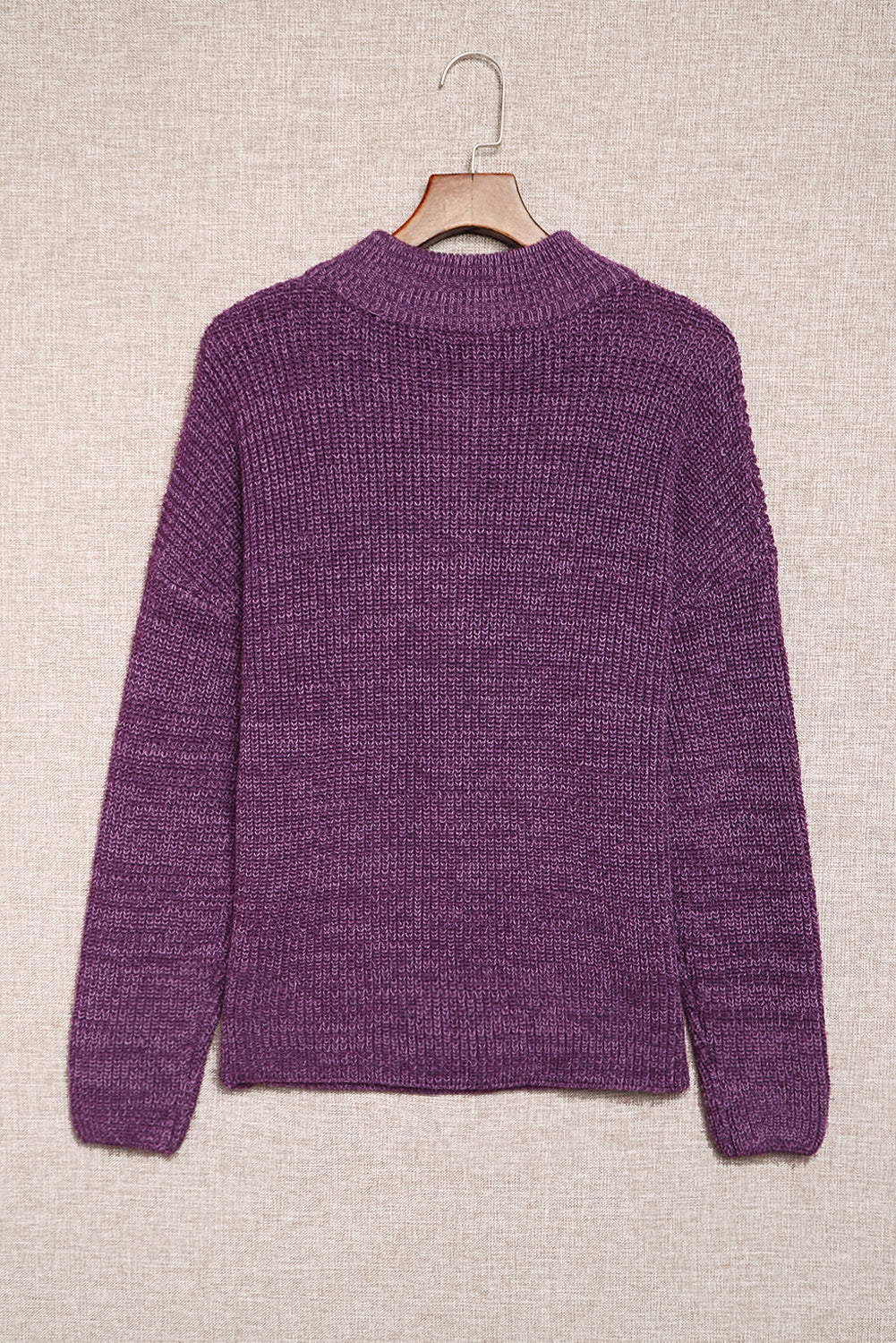 Red Zipped Turtleneck Drop Shoulder Knit Sweater