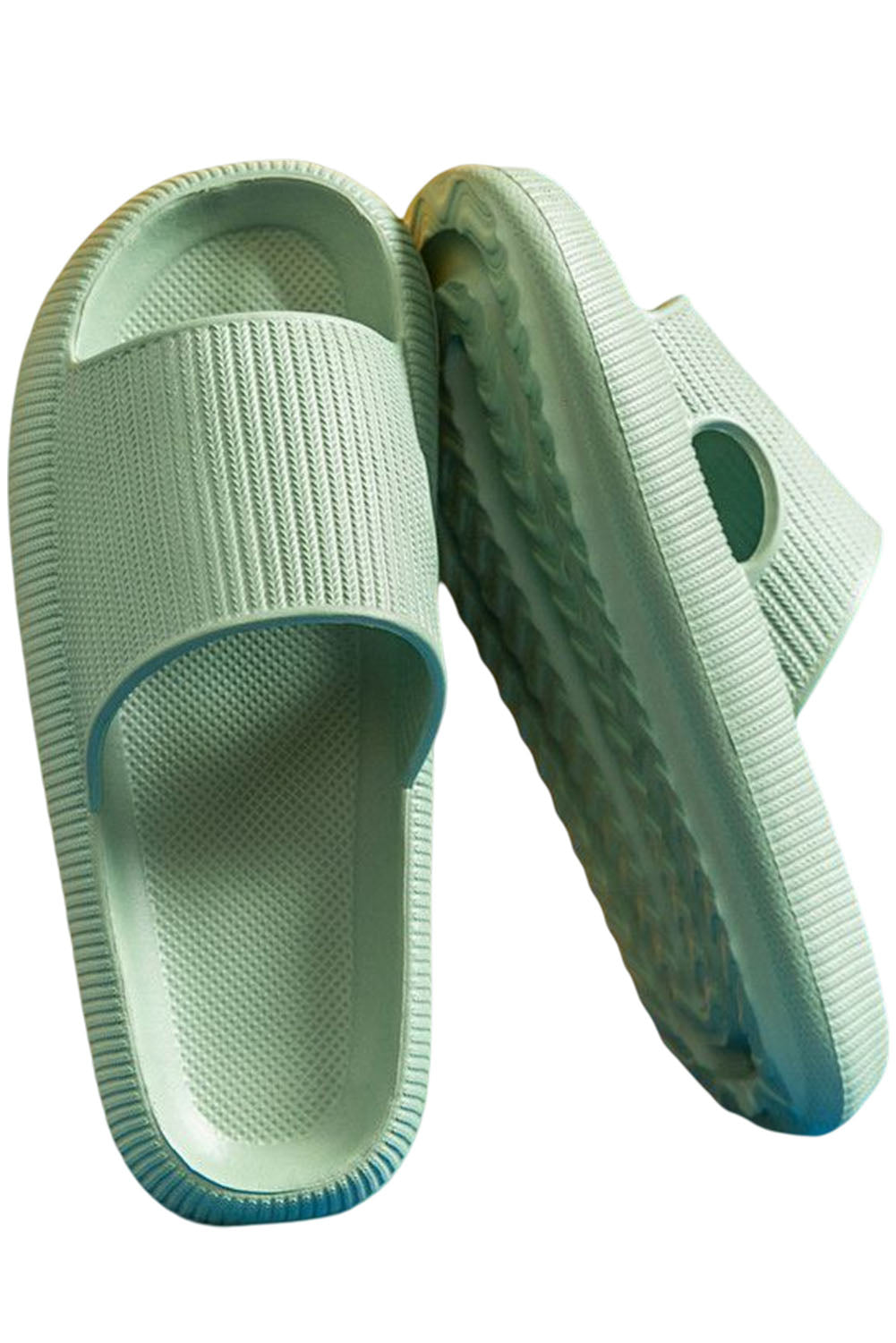 Black Hollow-out Thick Soled Slip On Slippers