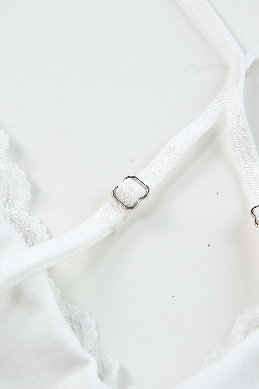 White Crisscross Back Soft Bone Floral Lace Crochet Bodysuit