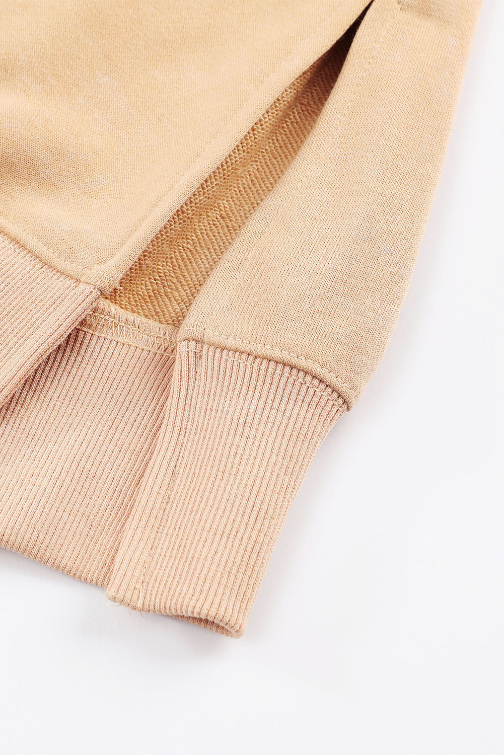 Khaki Drop Shoulder Ribbed Trim Oversized Sweatshirt