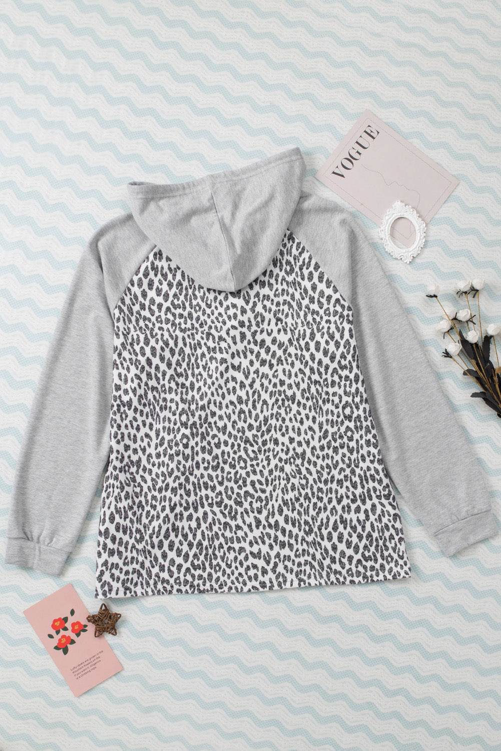 Leopard Plus Leopard Contrast Hood Long Sleeve Hoodie