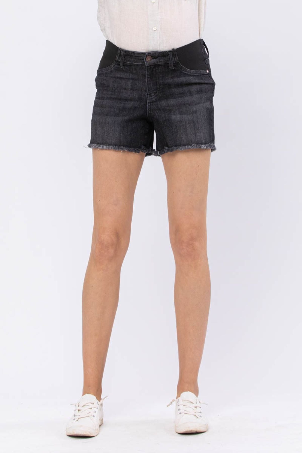 Judy Blue Mid-Rise Maternity Cut-Off Denim Shorts