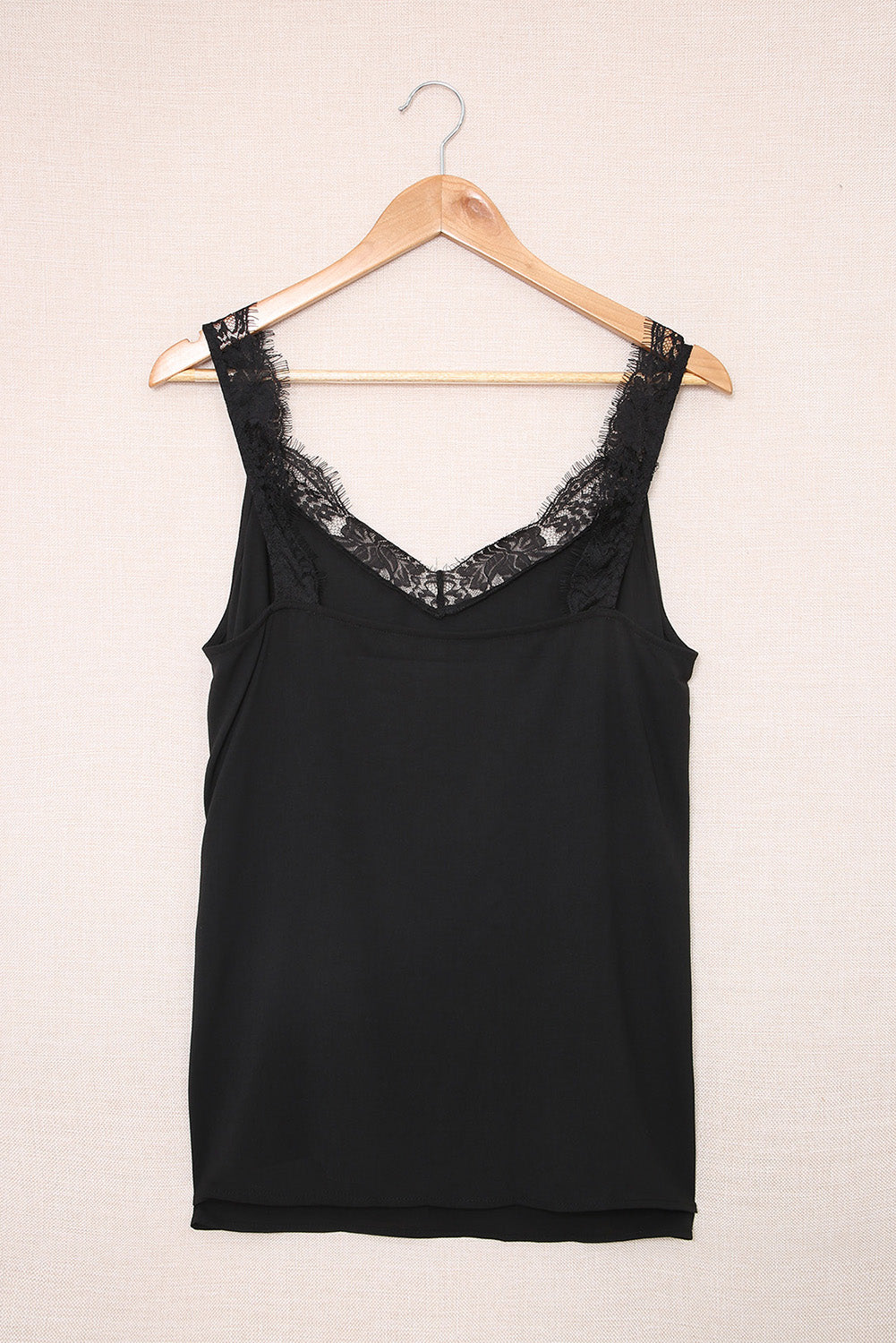 Green Solid Lace Splicing Tank Top