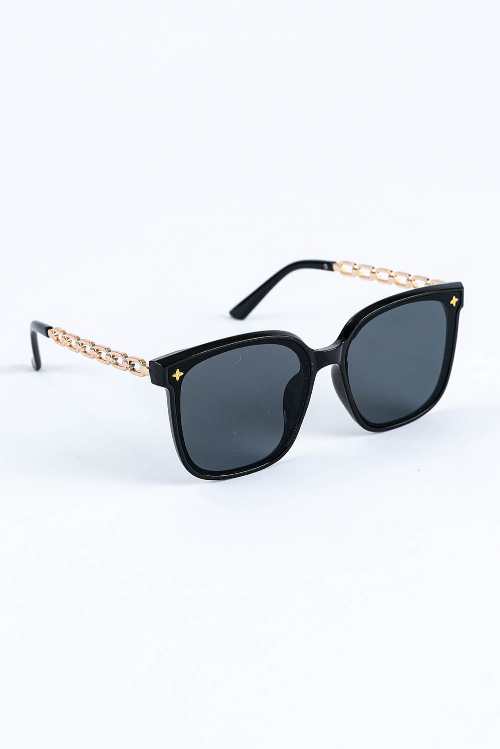 Black Chain Shaped Frame Square Sunglasses