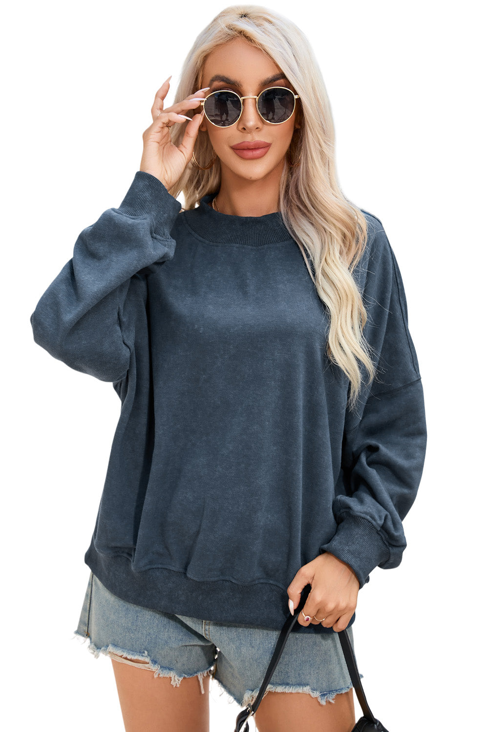 Brown Drop Shoulder Crew Neck Pullover Sweatshirt