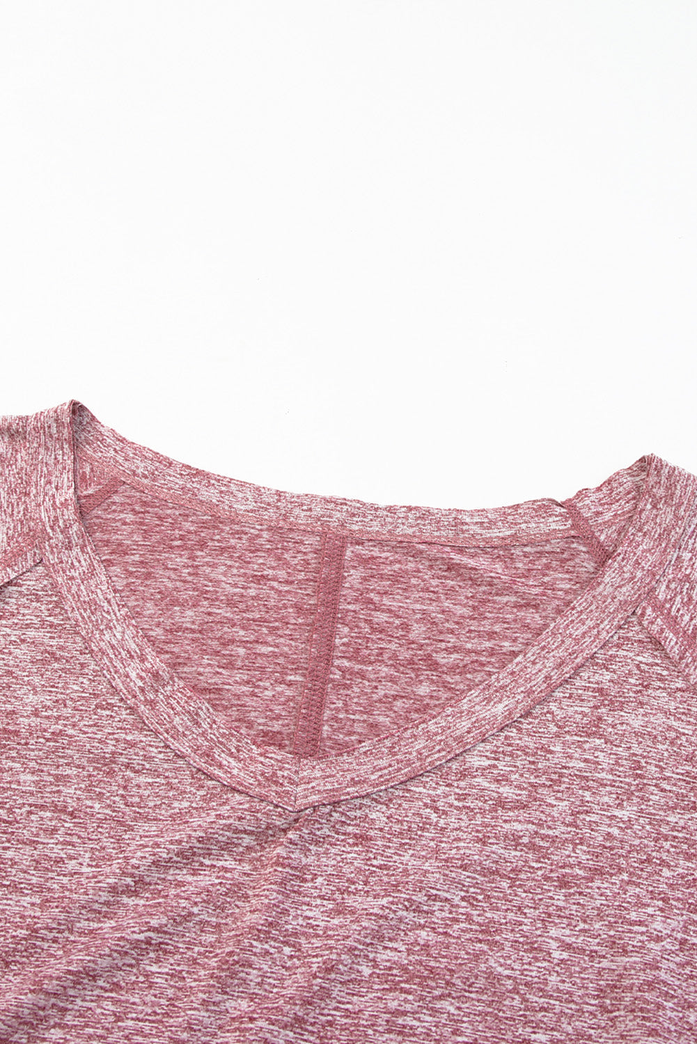 Pink Marble Print Seamed V Neck T-shirt