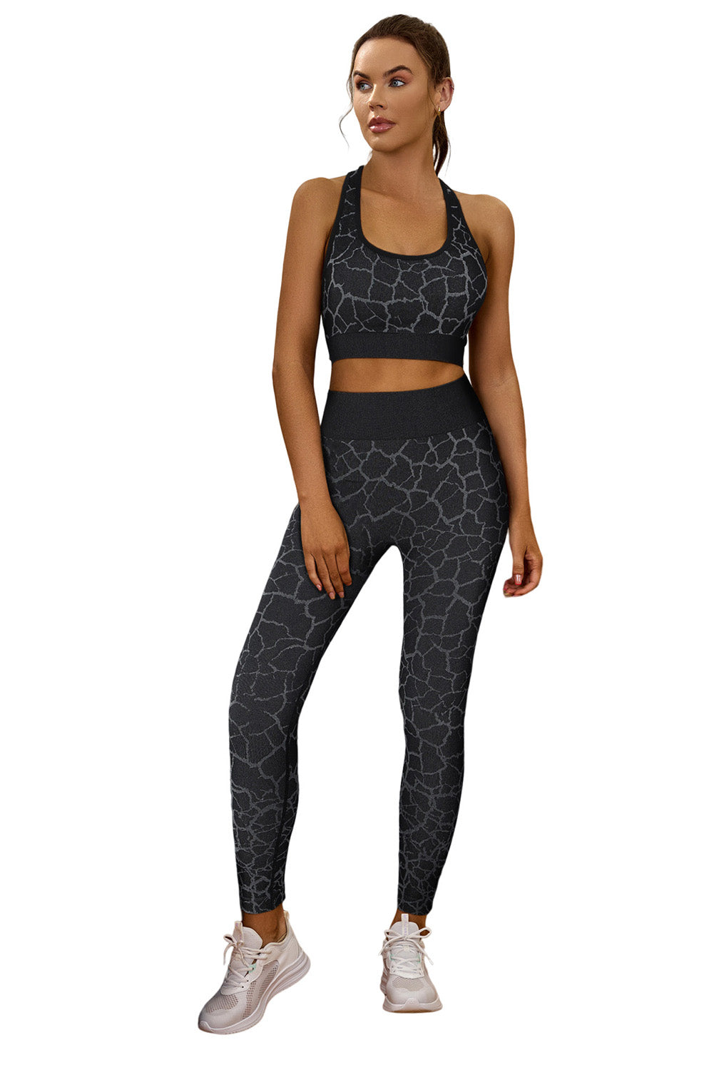 Black Animal Print Butt Lift High Waist Active Set