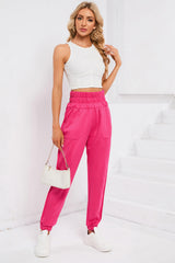 Rose Smocked Waist Jogger Pants