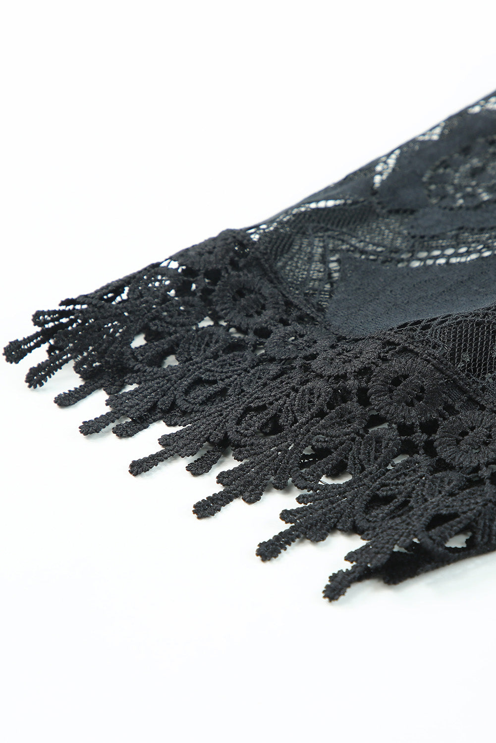 Black Round Neck Short Sleeve Loose Lace Dress