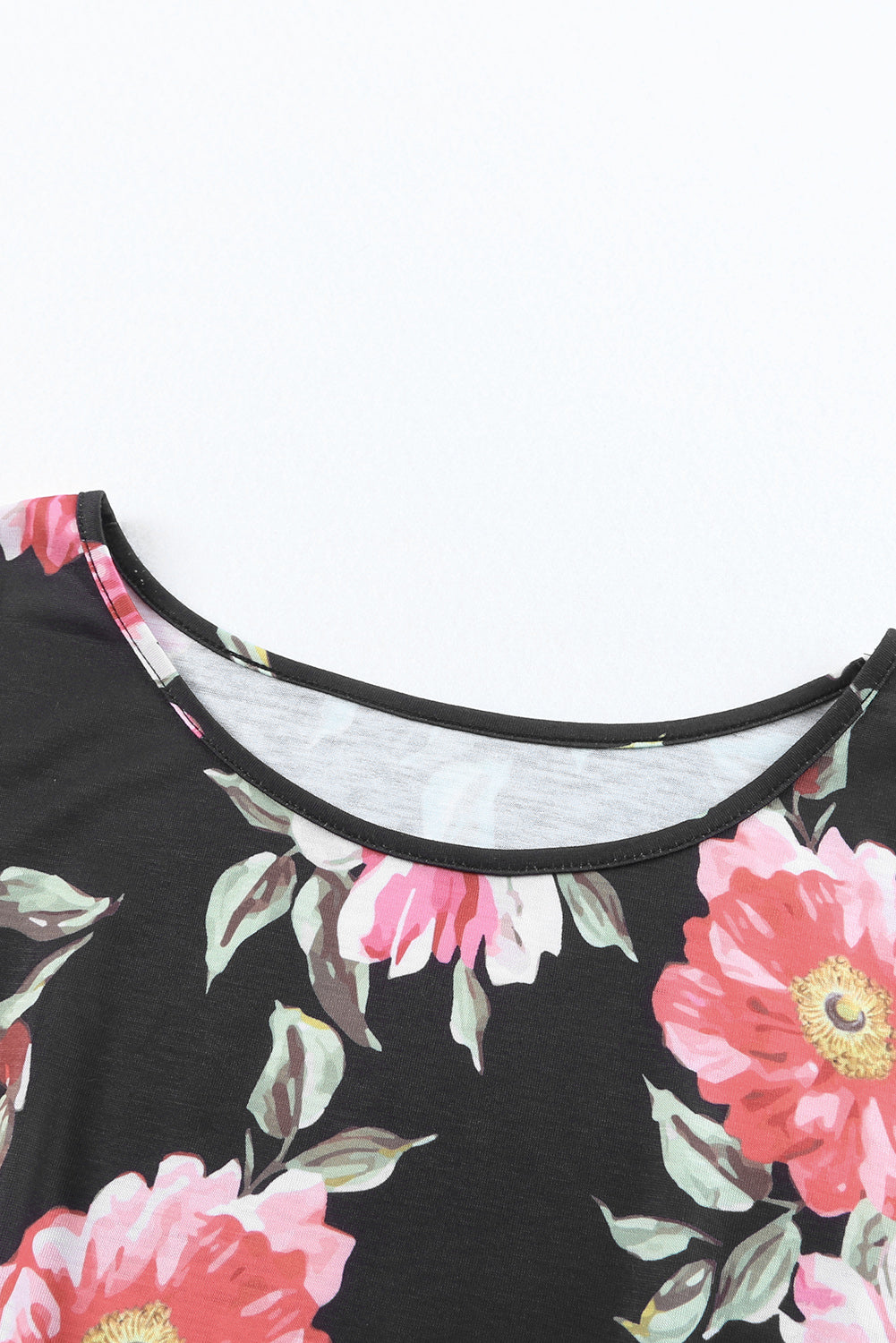 Black Plus Size Floral Print Twist Knot Top