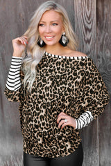 Leopard Striped Patchwork Long Sleeve Top