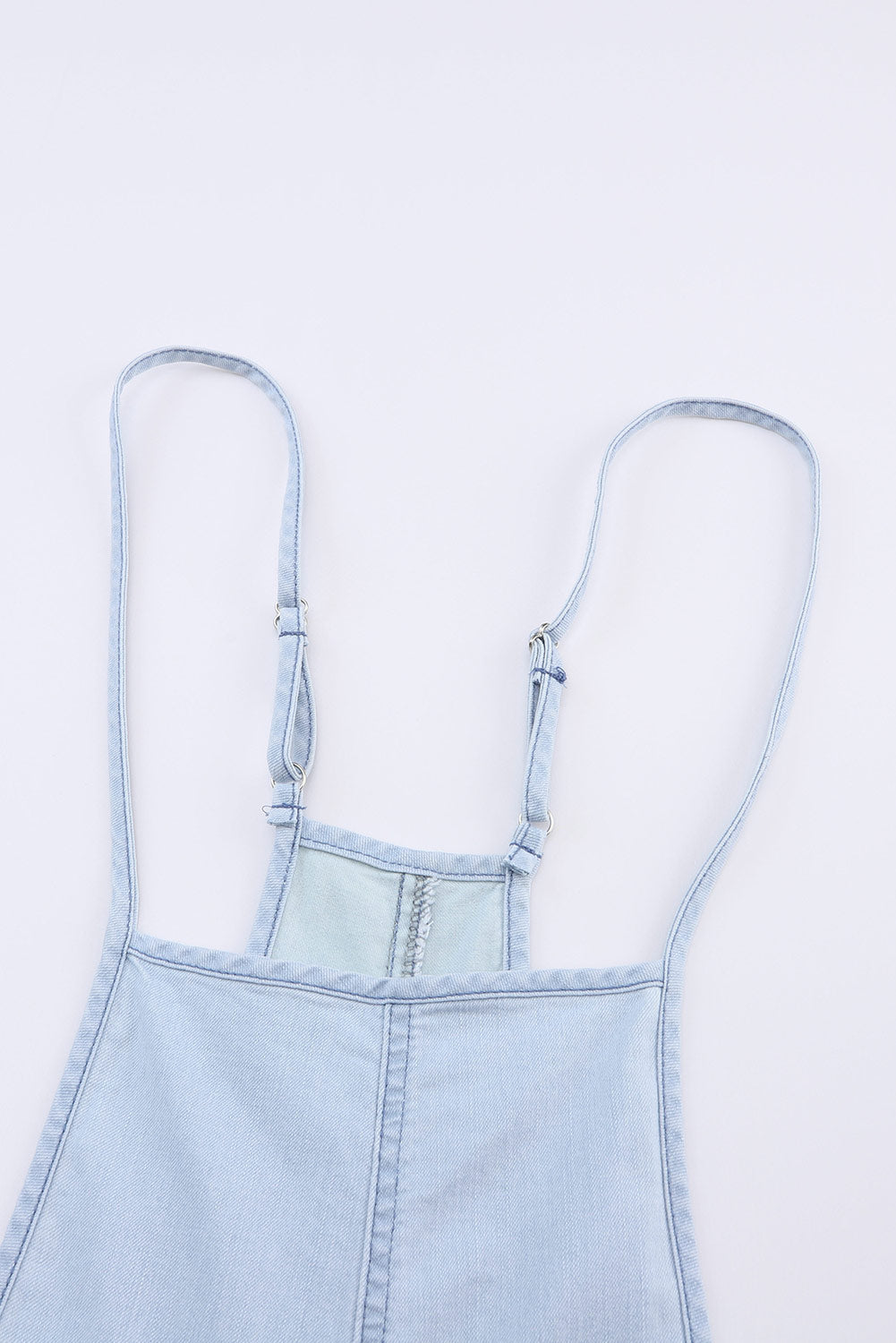 Sky Blue Chambray Pocketed Adjustable Straps Jumpsuit