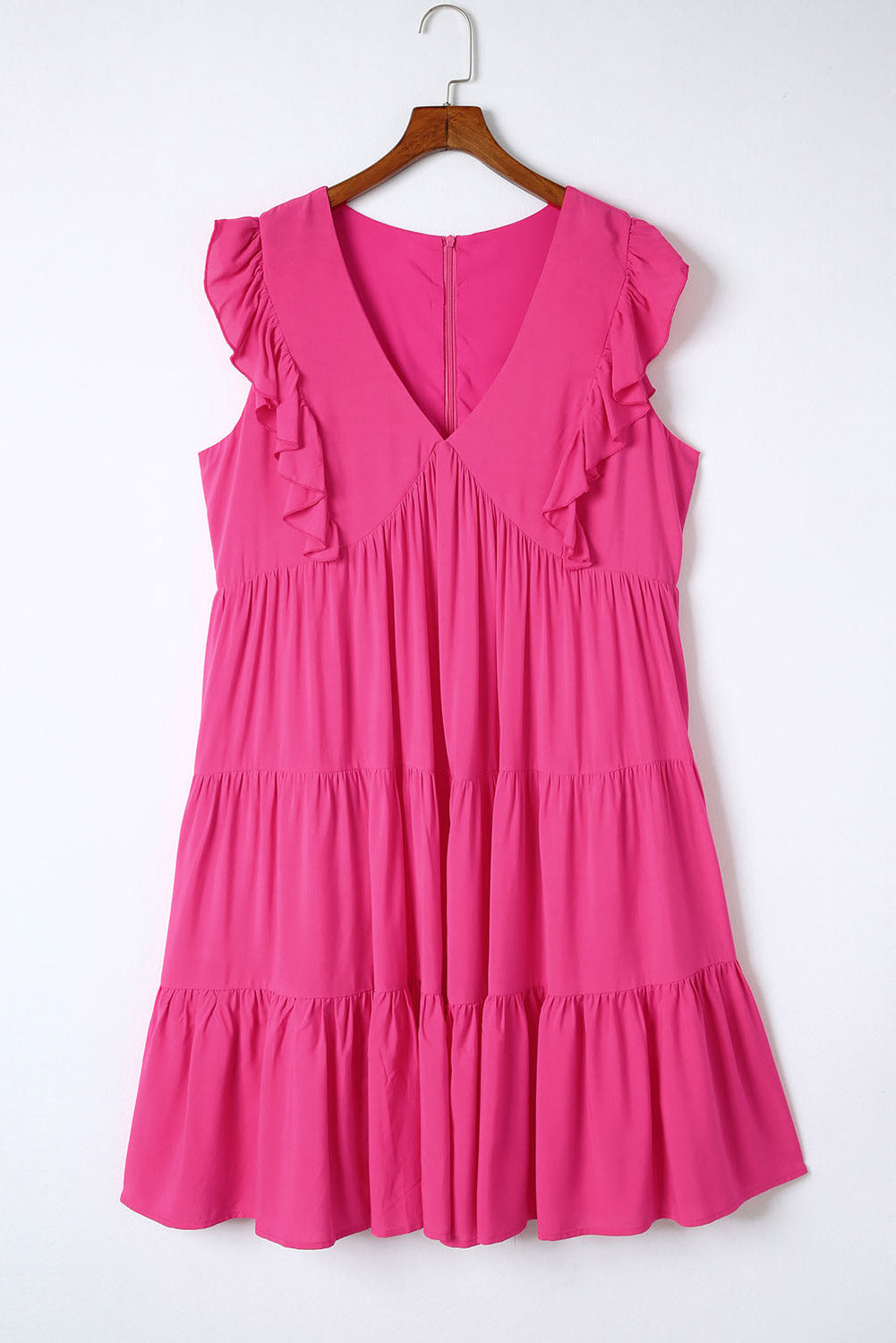 Rose Plus Size Ruffled Sleeveless Babydoll Mini Dress