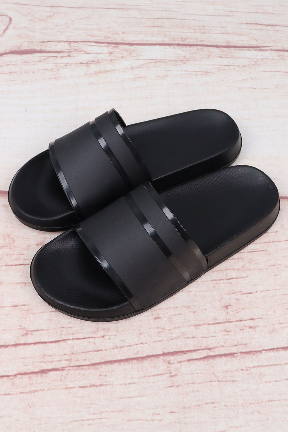 Black Open Toe Slip On EVA Slippers
