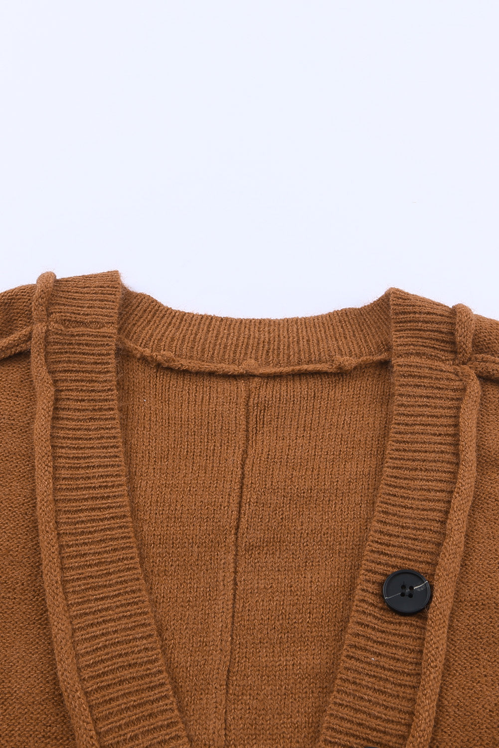 Reverse Seam Trim Puff Sleeve Plunging Cardigan