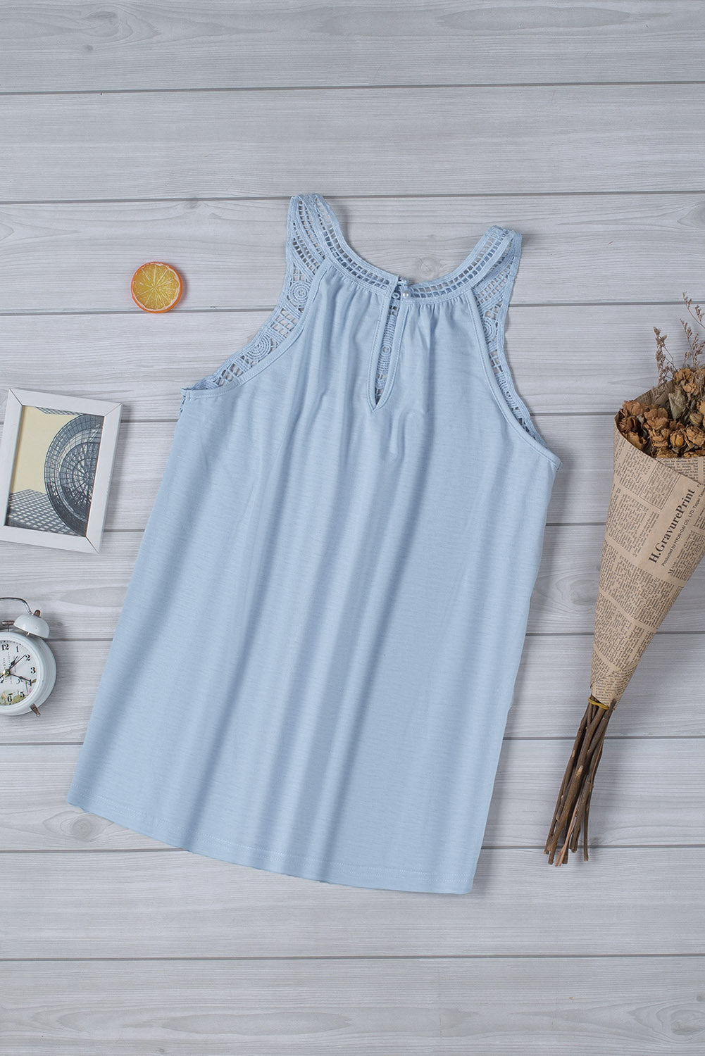 Sky Blue Crochet Lace Tank Top