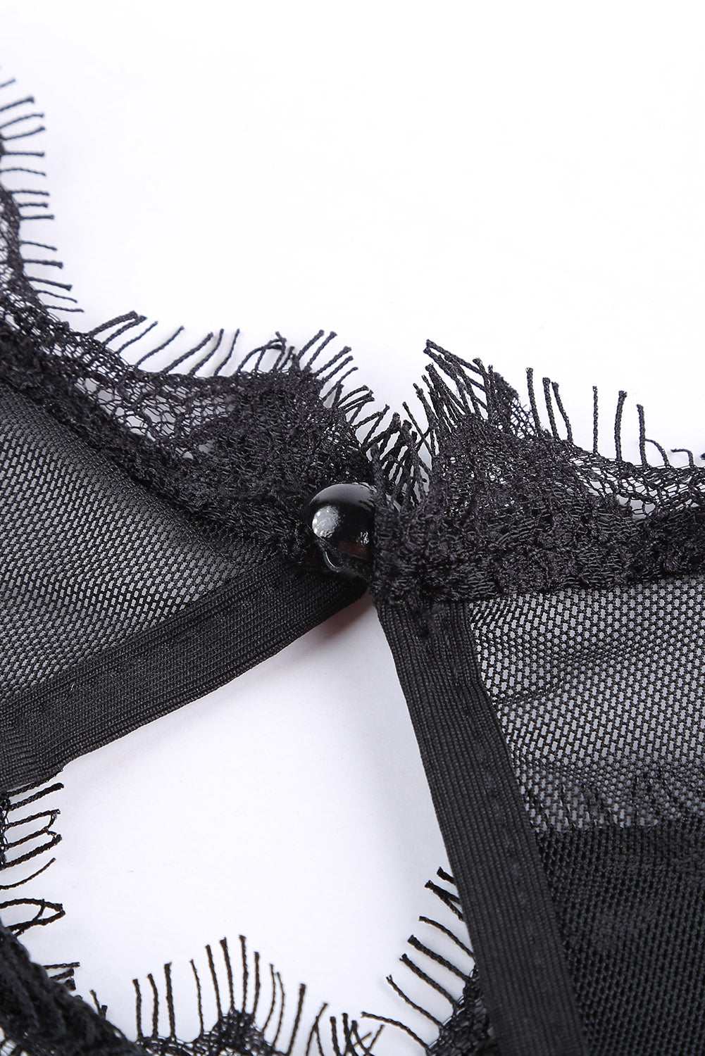 Black Lace High Neck Cut Out Back Bodysuit
